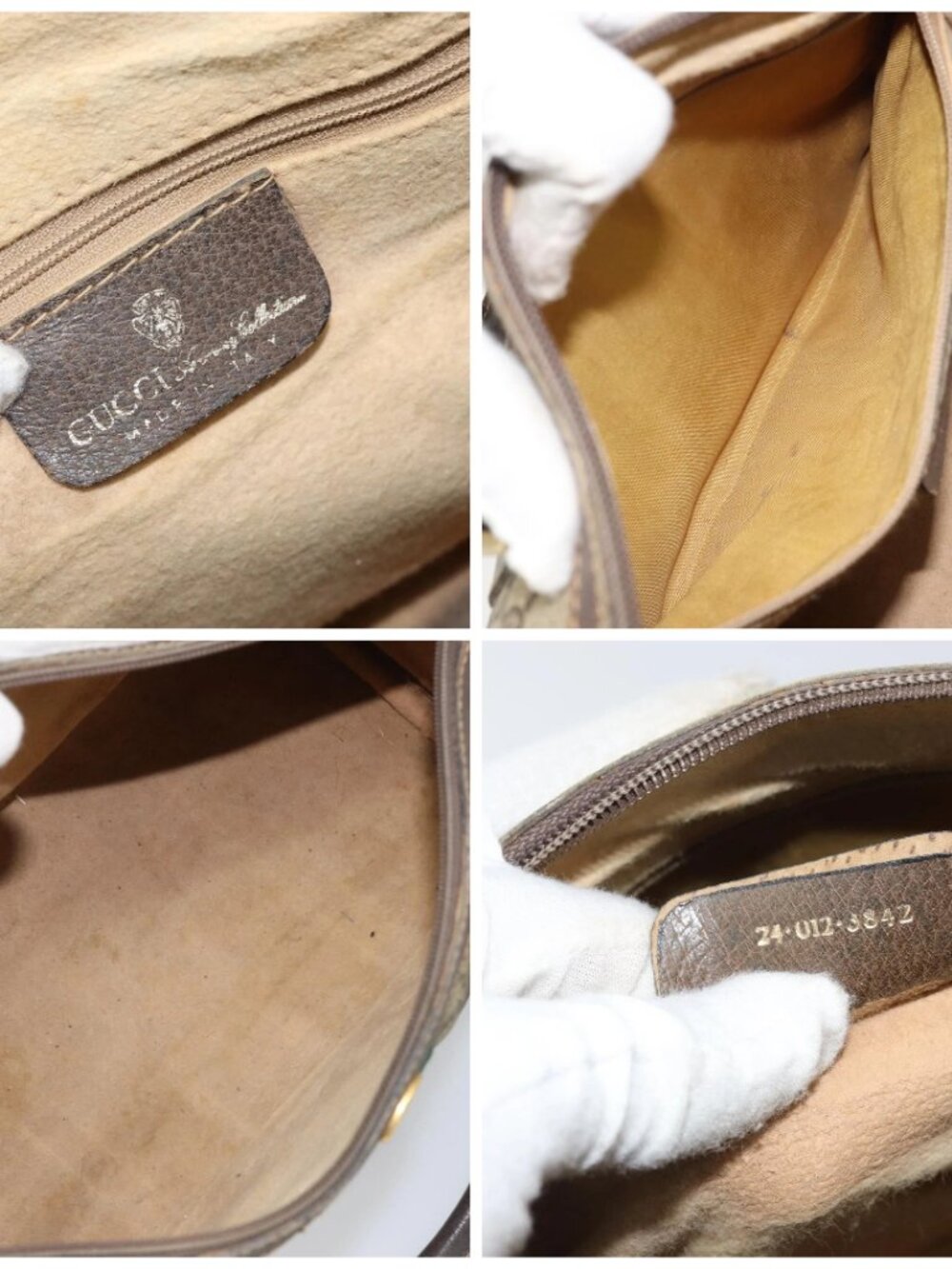 GUCCI GG Supreme Web Sherry Line Hand Bag PVC Beige Gold 24 012 3842 Auth ka2171 - Picture 15 of 16